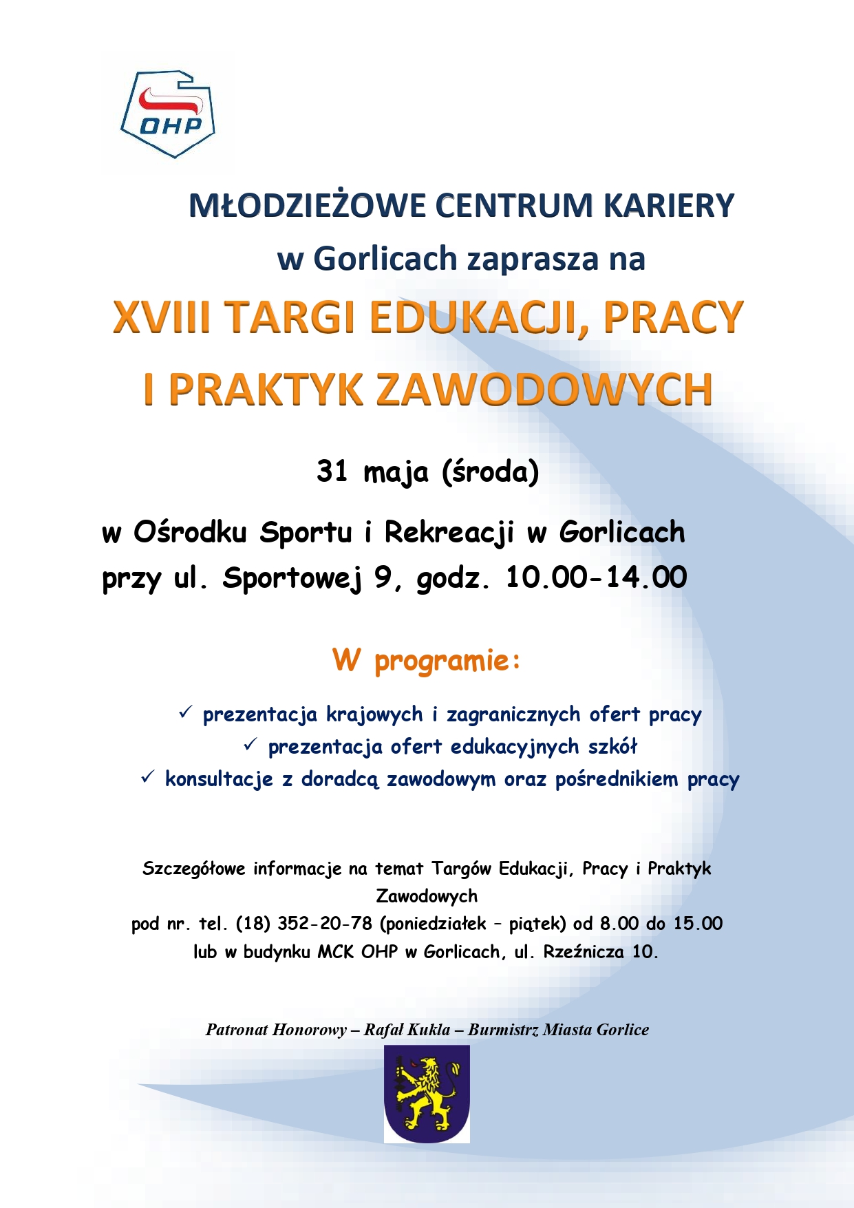 Plakat XVIII Targów Edukacji, Pracy i Praktyk Zawodowych w Gorlicach