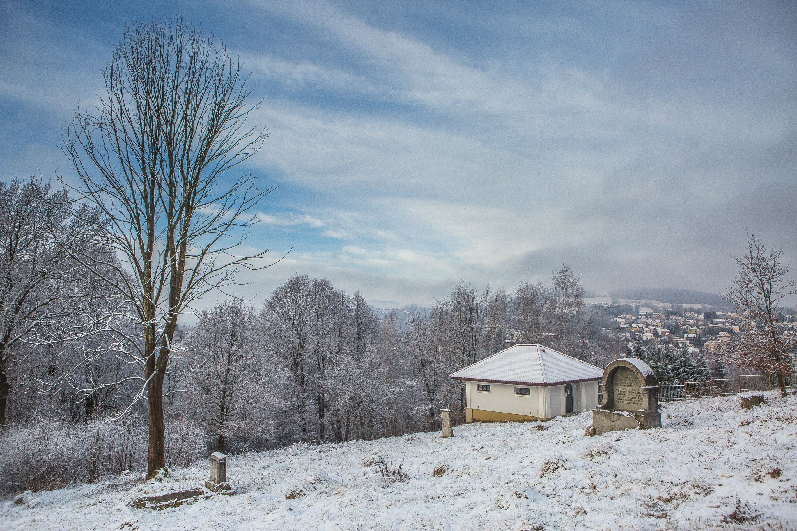 Widok na cmentarz z I Wojny Światowej nr 90 na stoku Góry Cmentarnej.