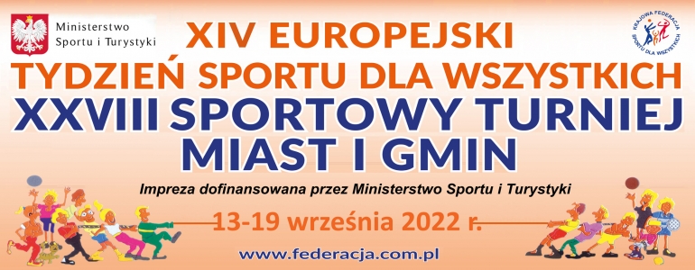 Baner z napisem Europejski Tydzień Sportu dla Wszystkich.