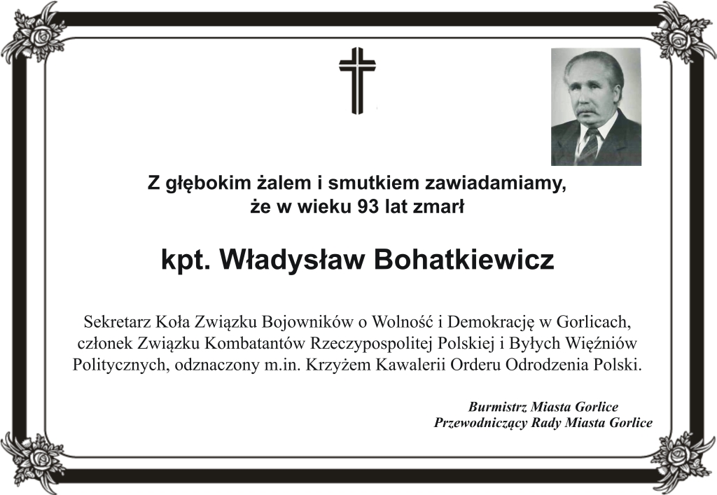 Zmarł kpt. Władysław Bohatkiewicz