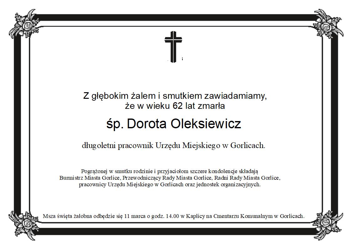 Zmarła Dorota Oleksiewicz
