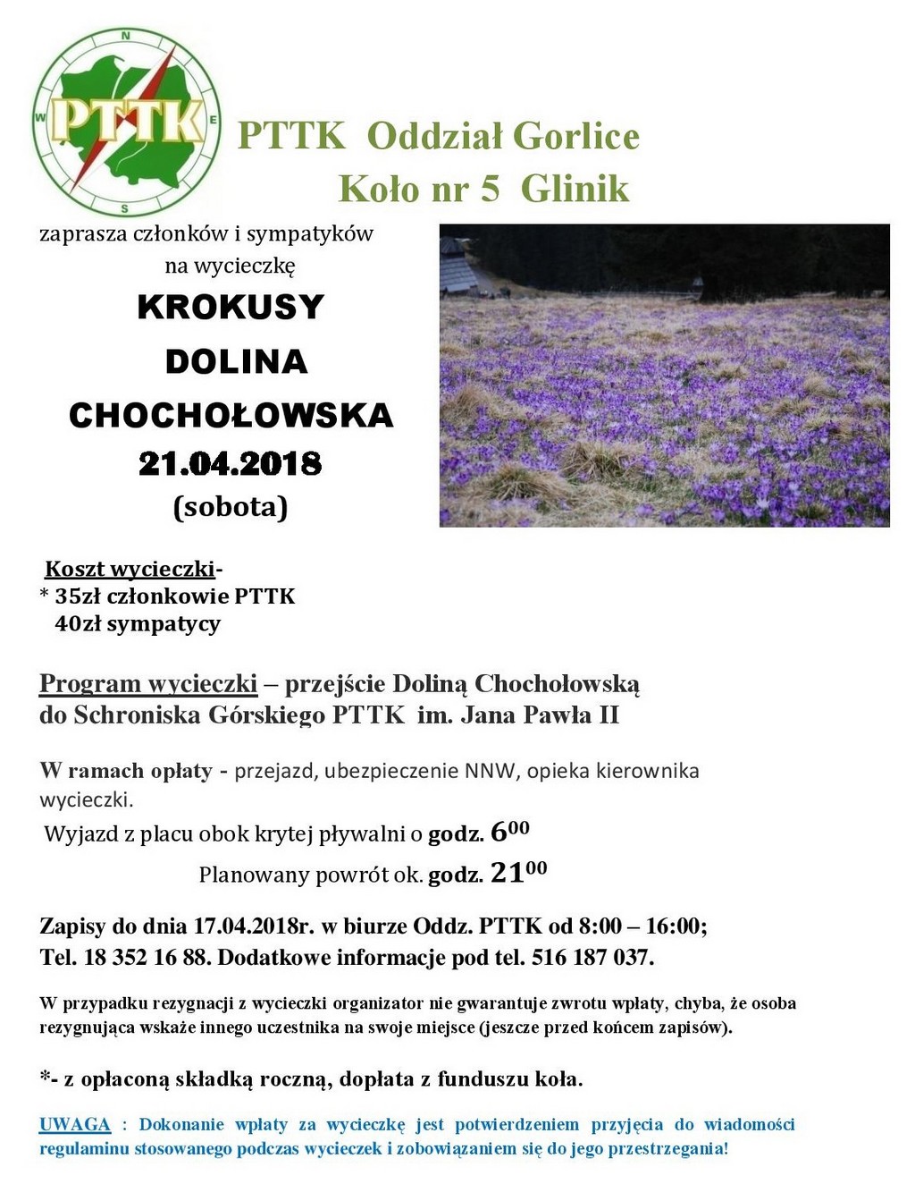 Wycieczka na krokusy do Doliny Chochołowskiej
