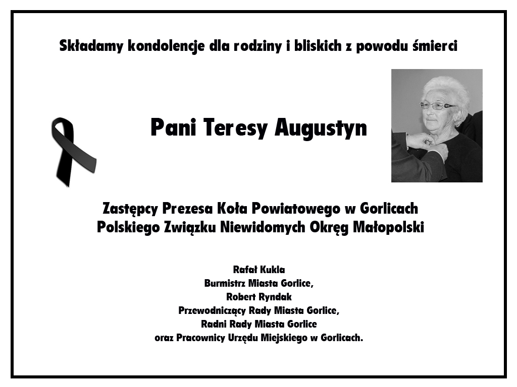 Nekrolog Teresy Augustyn.