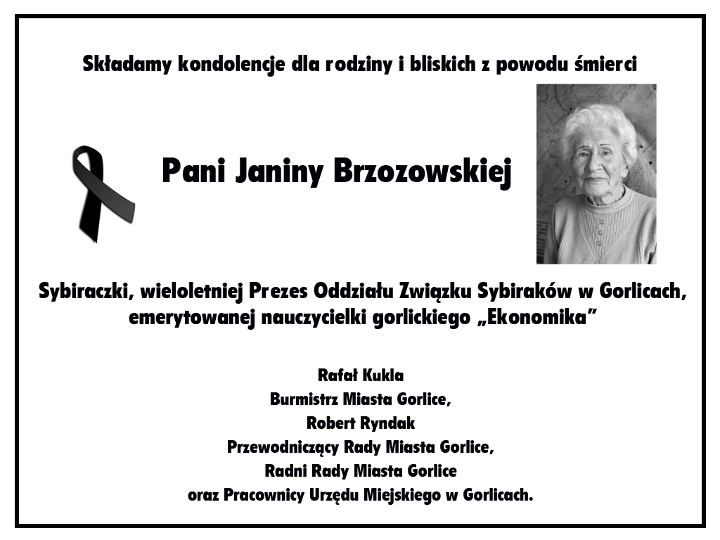 Nekrolog Janiny Brzozowskiej.