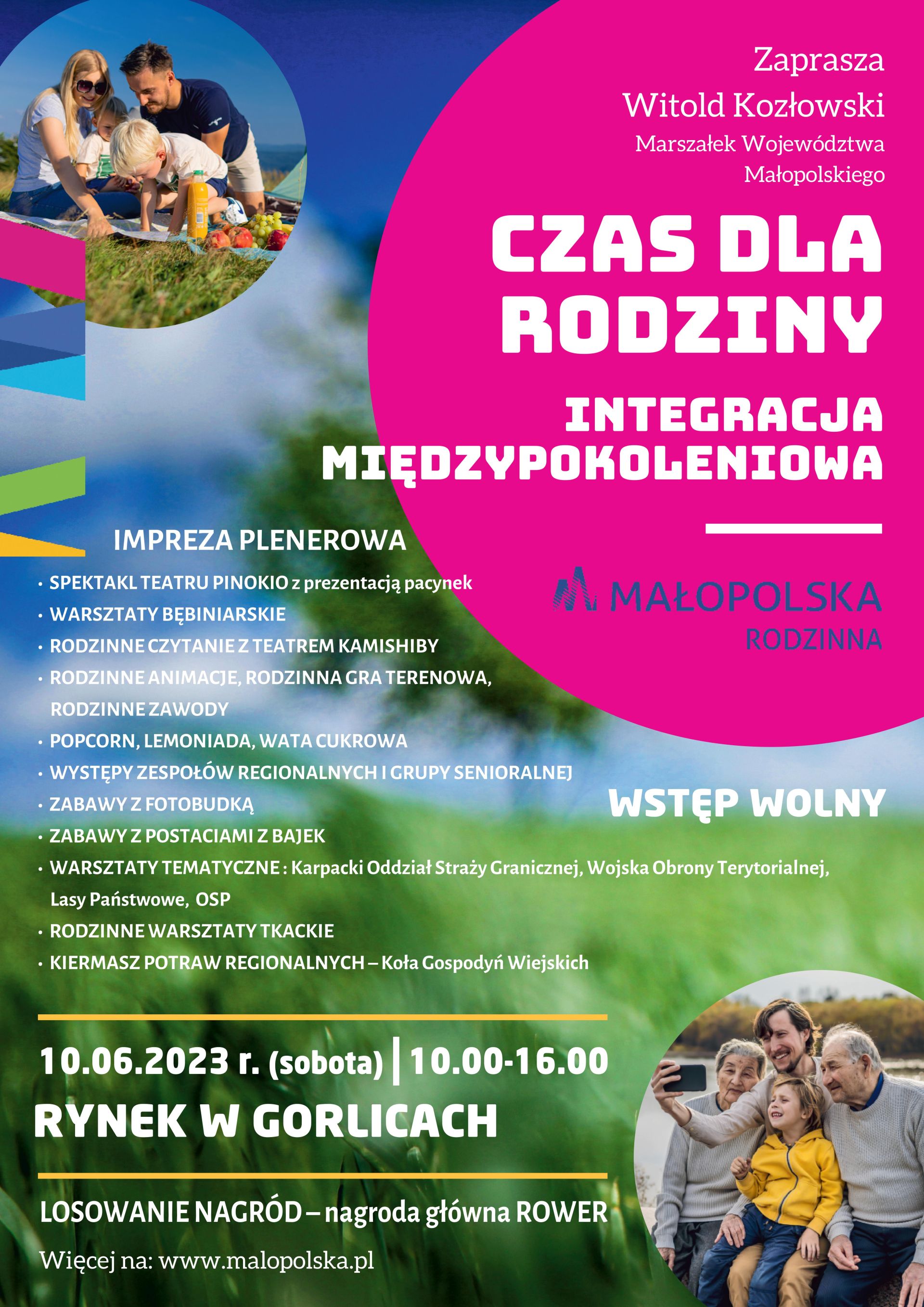 Plakat zapraszający na wydarzenie z programem i logotypami organizatora.