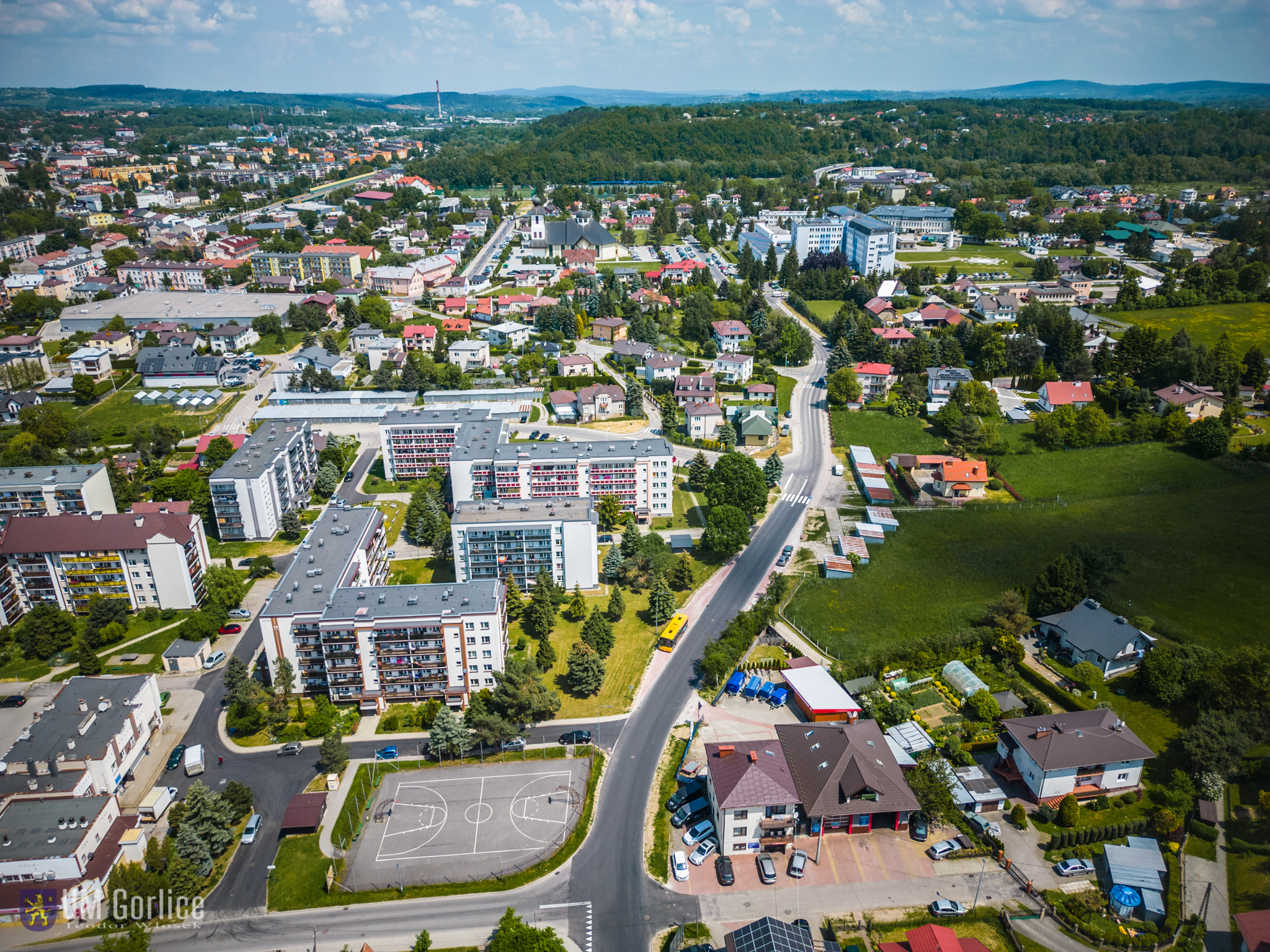 Ulica Pod Lodownią po remoncie z lotu ptaka.