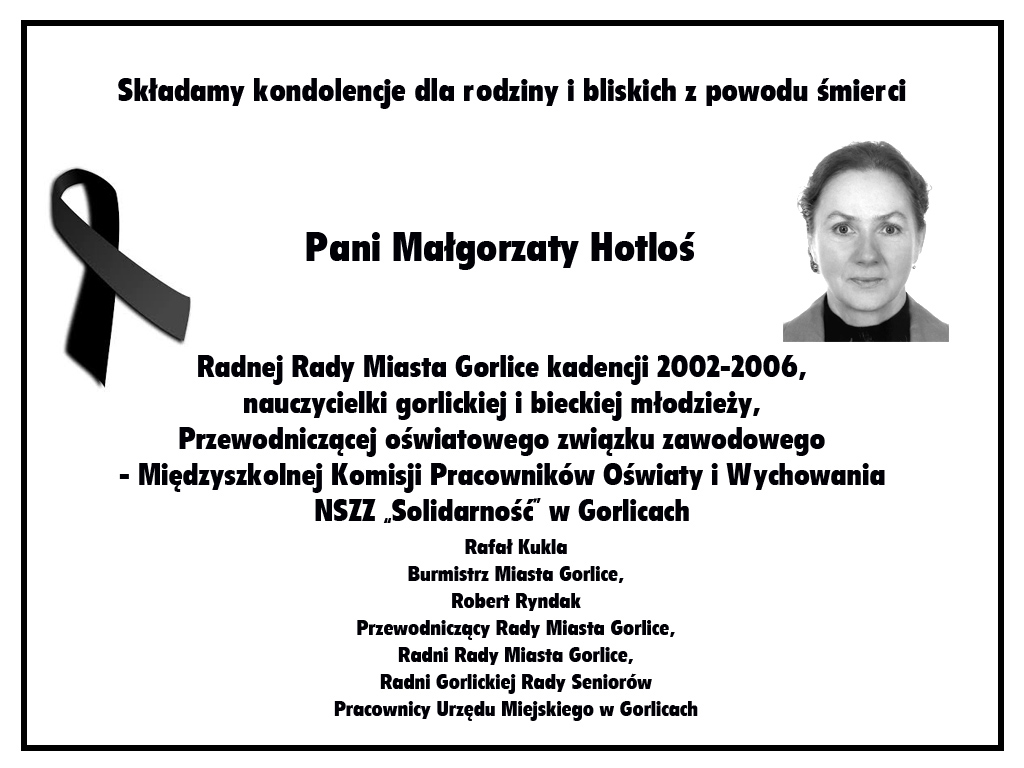 Nekrolog Małgorzaty Hotloś.