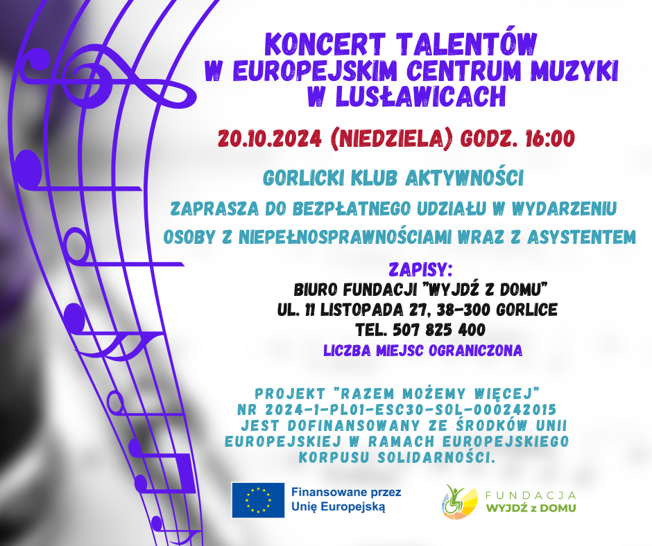 Zaproszenie na koncerty talentów.
