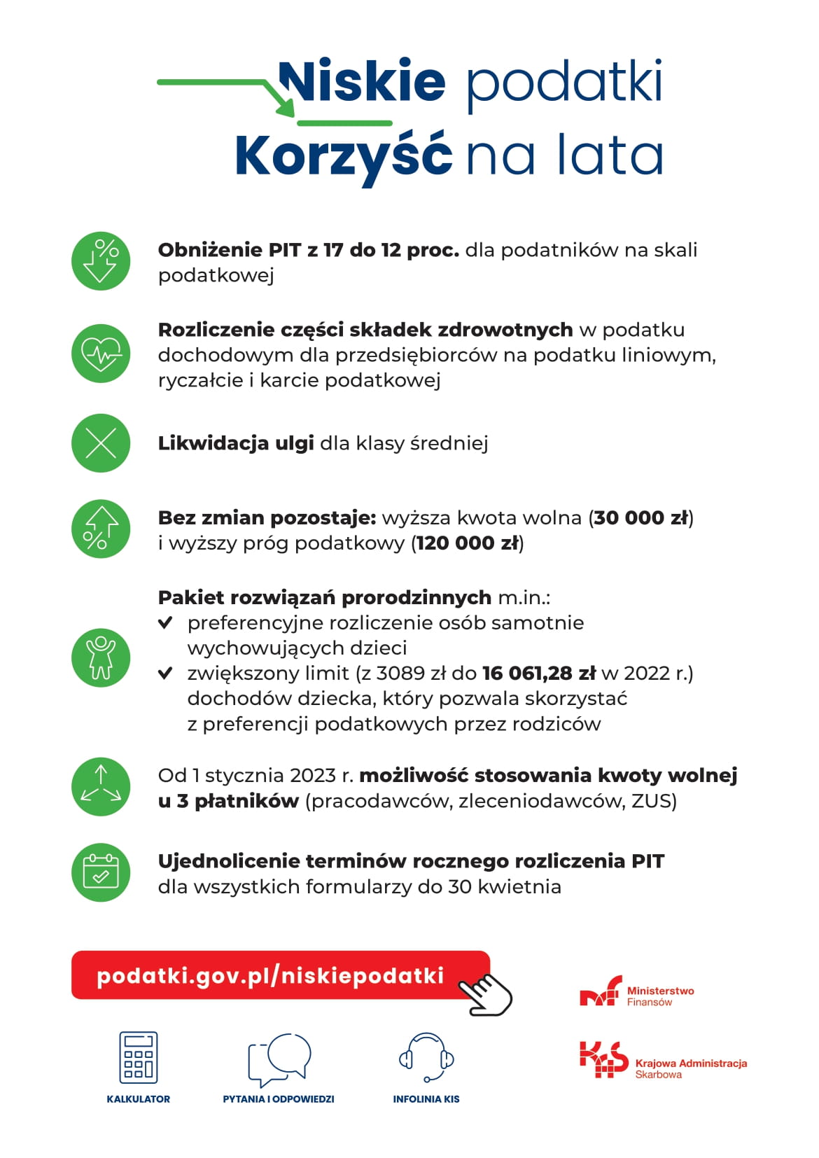 ulotka informacyjna na temat "Niskich Podatków"