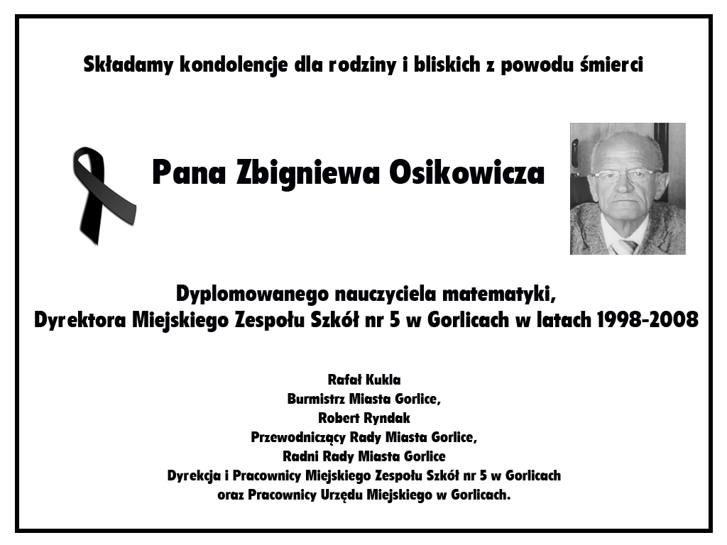 Nekrolog Zbigniewa Osikowicza.