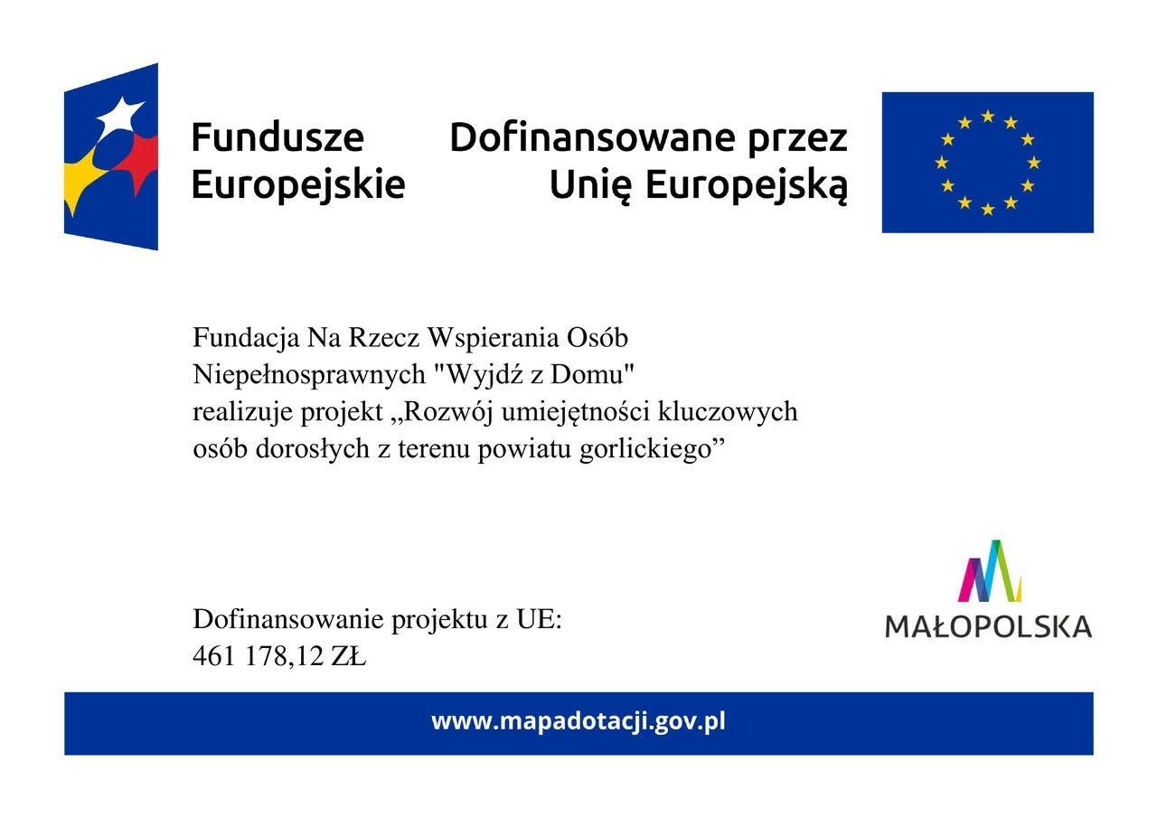 Informacja o projekcie z logotypami.