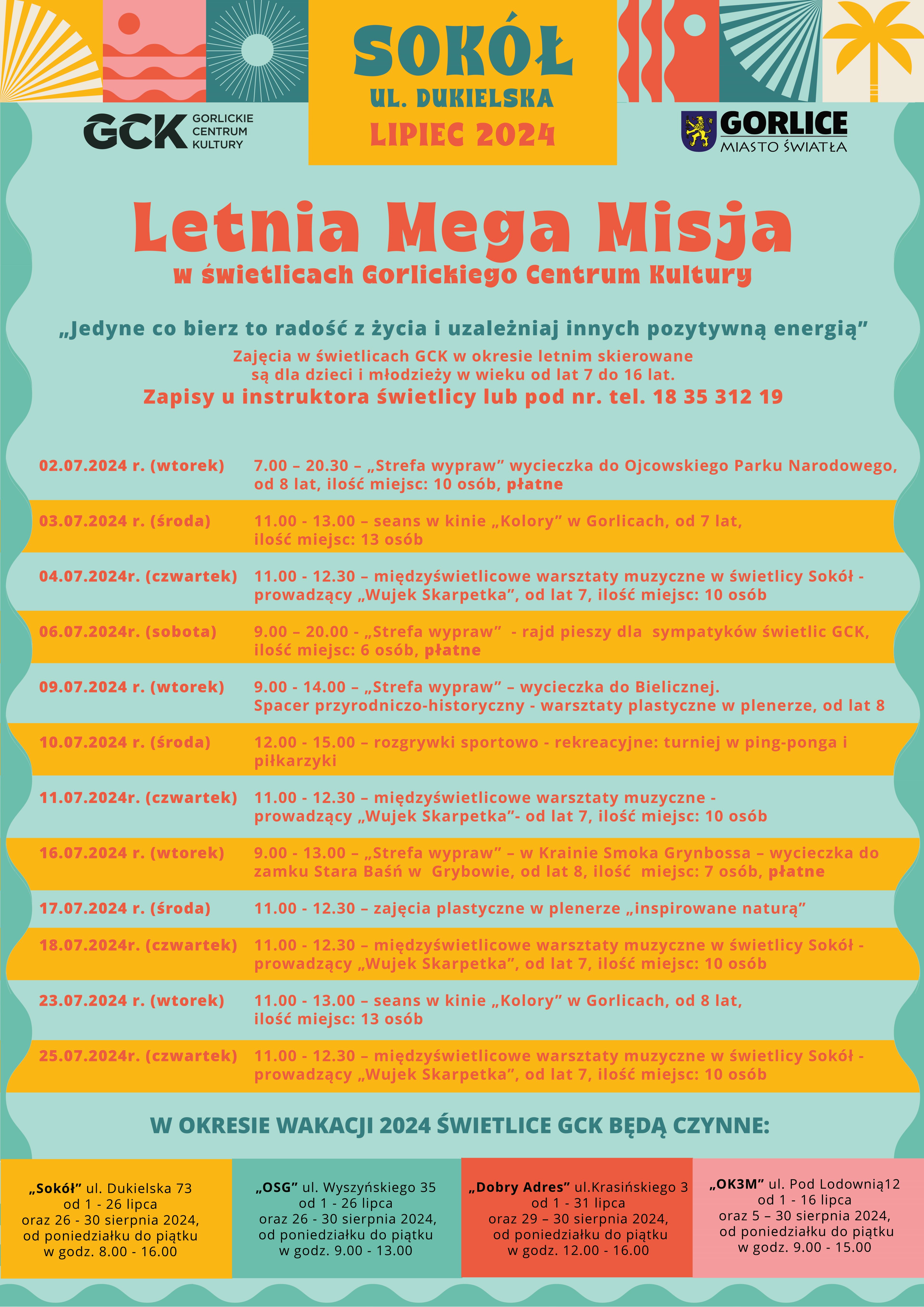 Program zajęć na świetlicy.