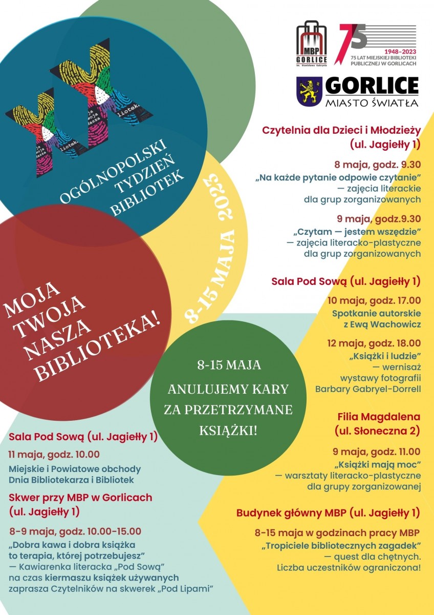 Plakat 20. Ogólnopolskiego Tygodnia Bibliotek w Gorlicach