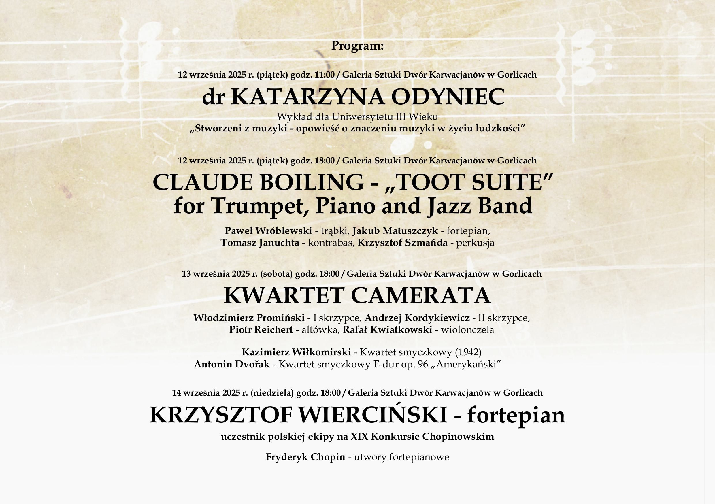 Program koncertów.