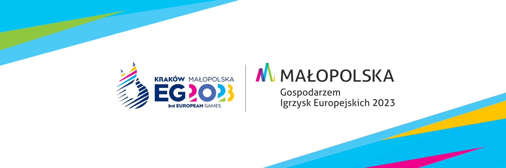 Baner z logotypami III Igrzysk Europejskich oraz Województwa Małopolskiego