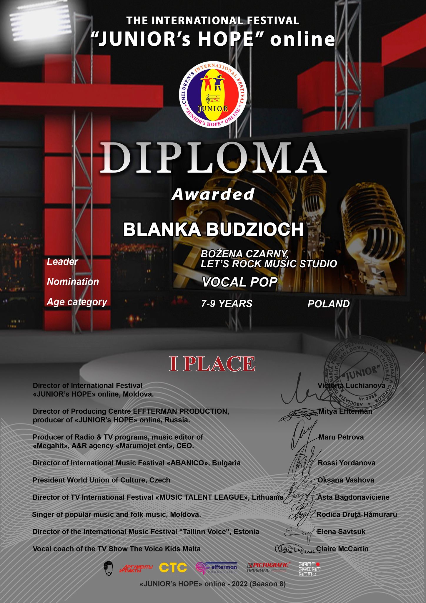Dyplom Blanki Budzioch.
