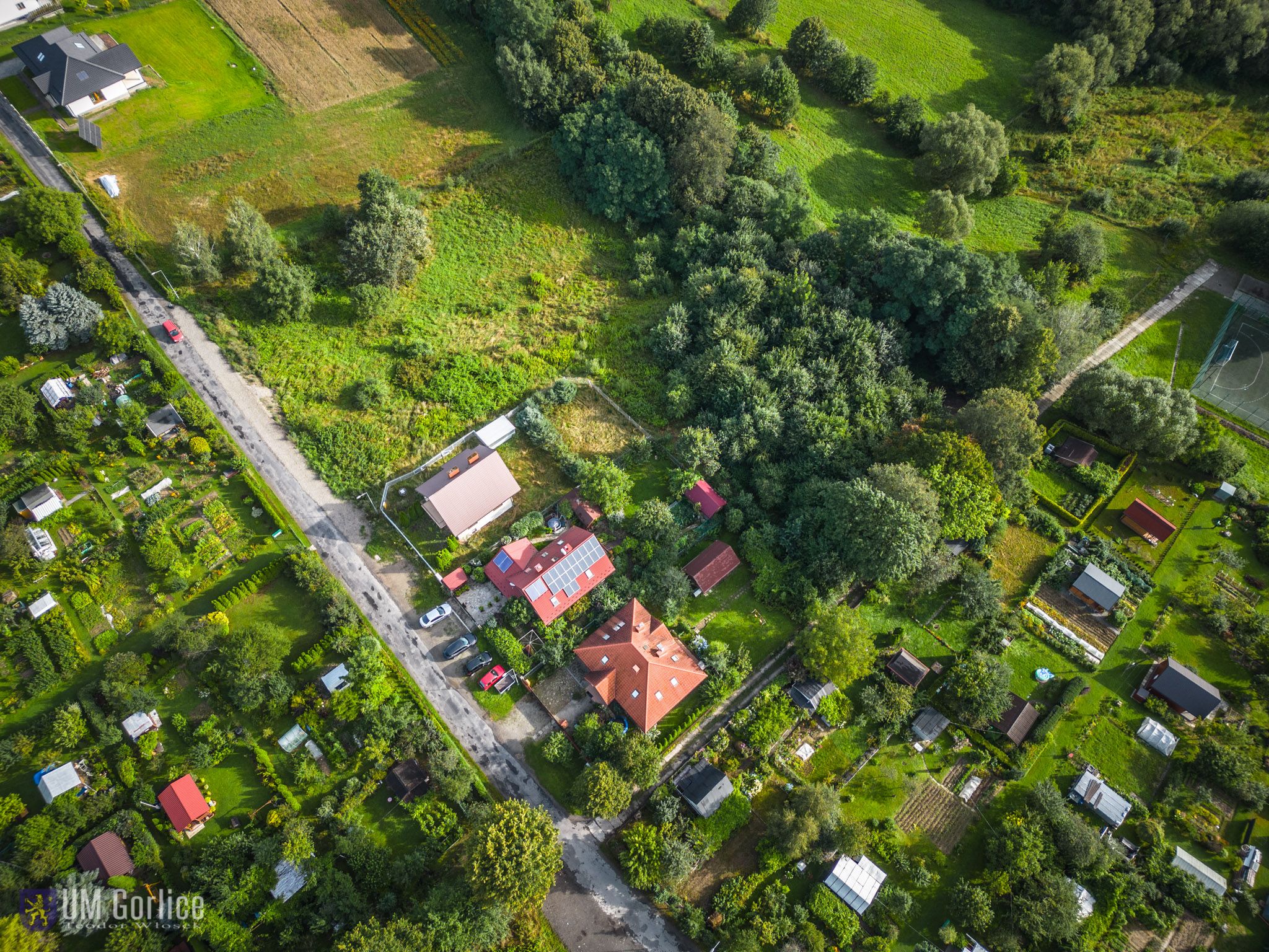 Widok na działki z lotu ptaka,