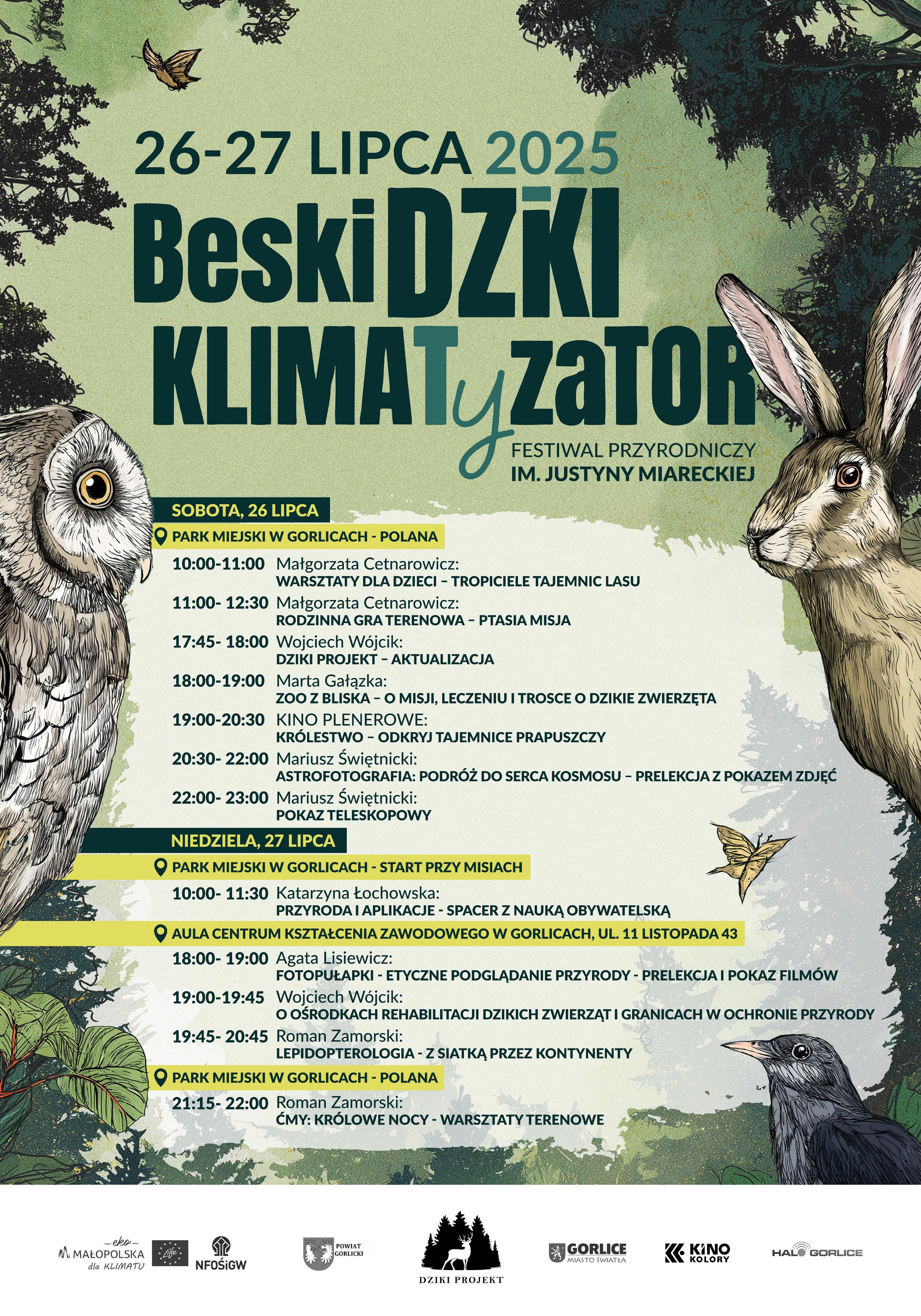 Plakat z napisem Beskidzki Klimatyzator i programem wydarzenia.