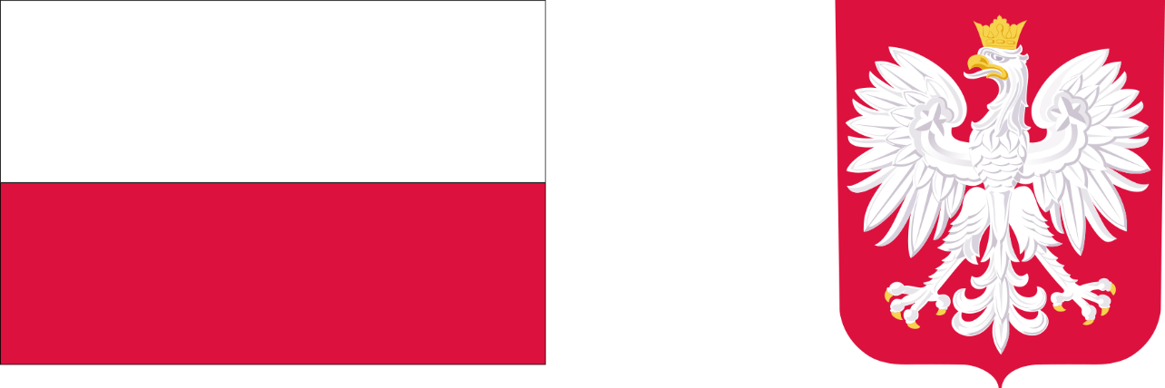 Flaga Polski i godło Polski.