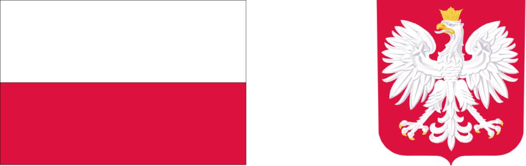 Flaga i herb Polski.