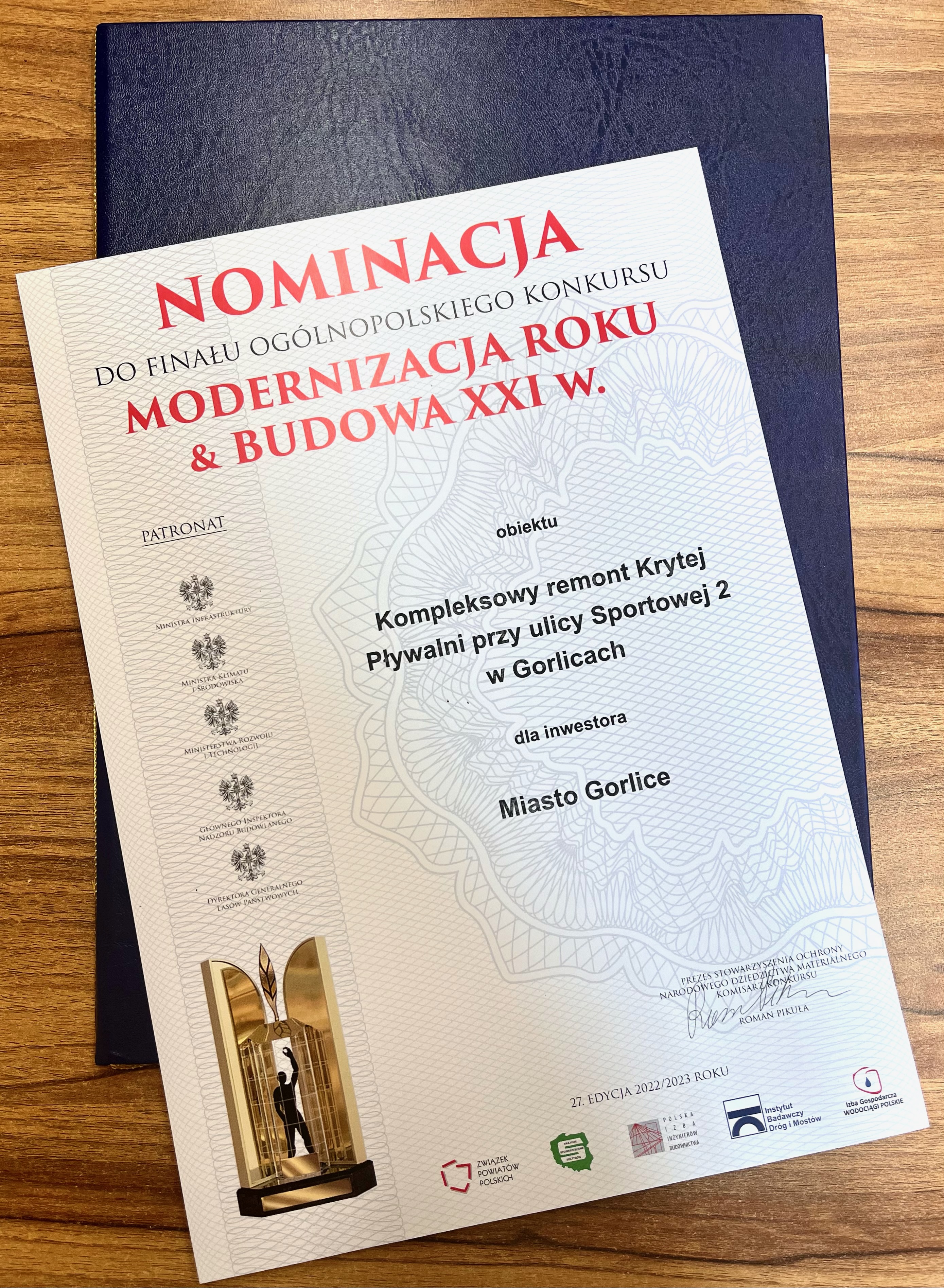 Nominacja dla Miasta Gorlice do finału XXVII Edycji konkursu "|Modernizacja Roku i Budowa XXI w.