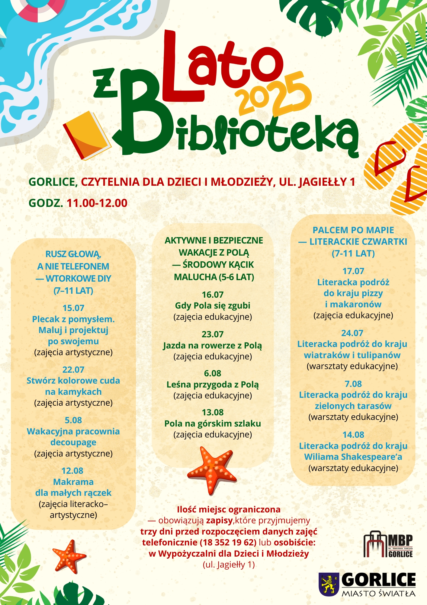 Program akcji lato w czytelni na Jagiełły.