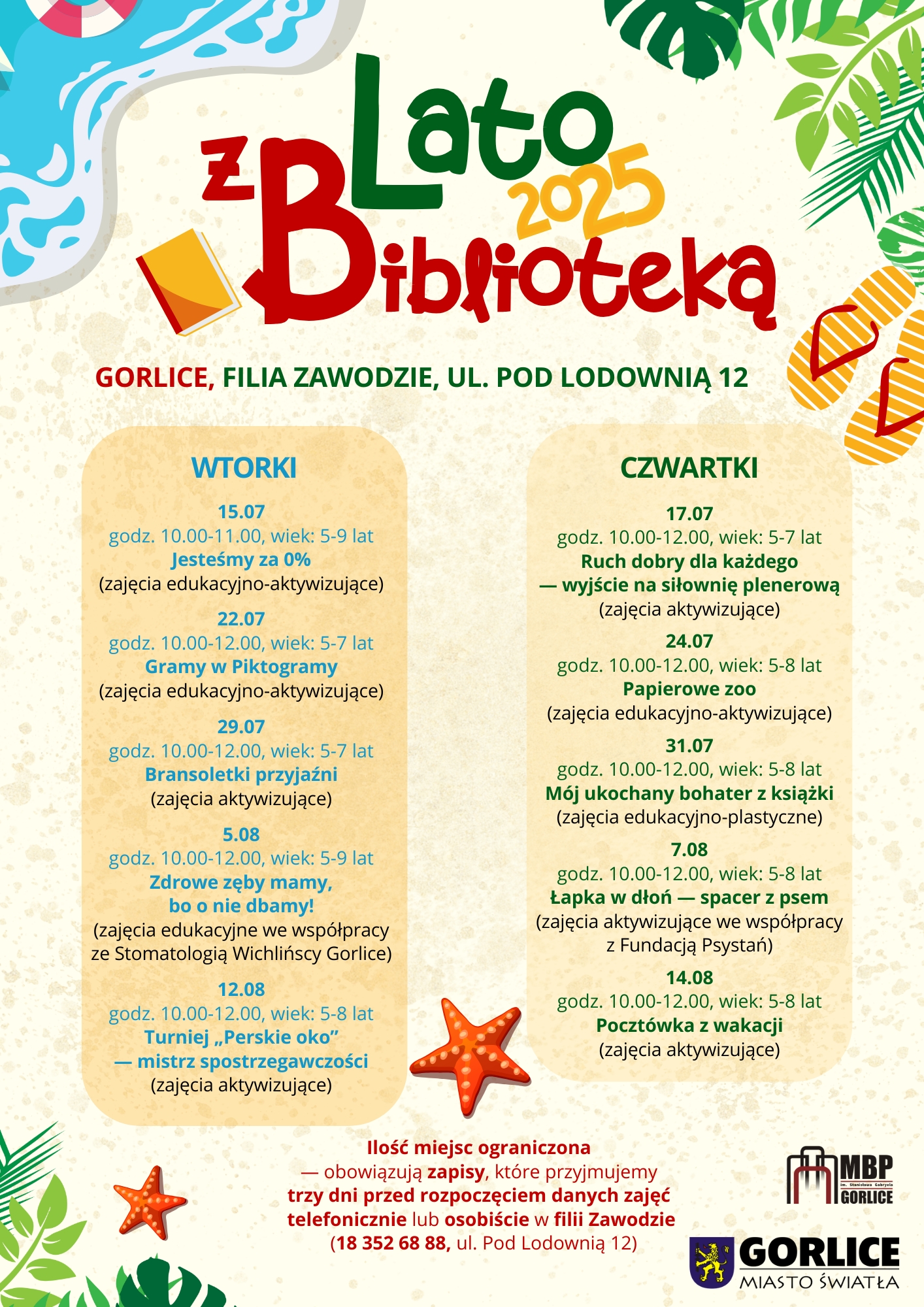 Program akcji lato w czytelni na Zawodziu.
