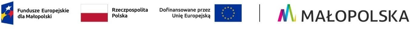 Pasek z logotypami: Polska, UE, Małopolska.