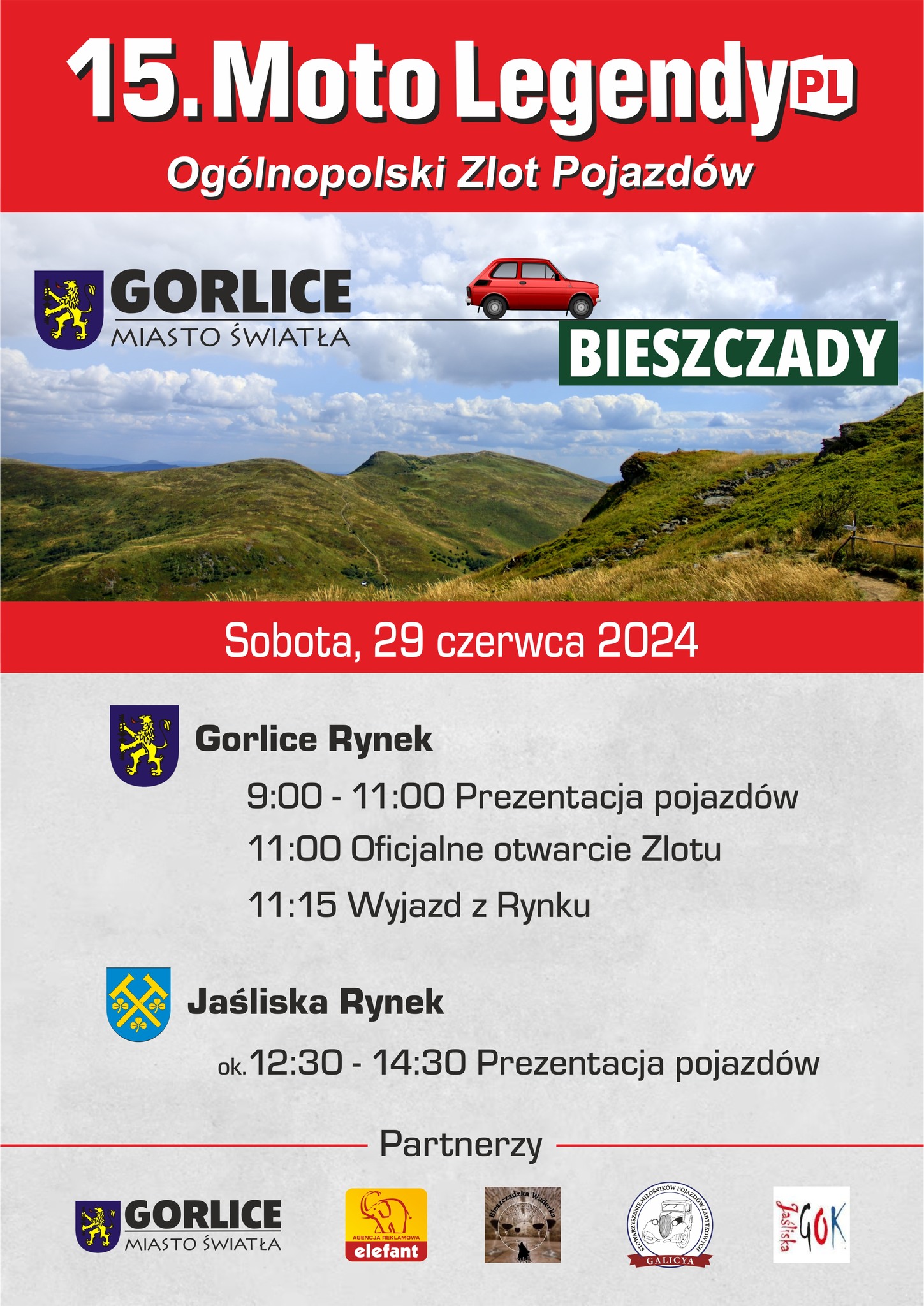 Program rajdu, w tle Bieszczady.