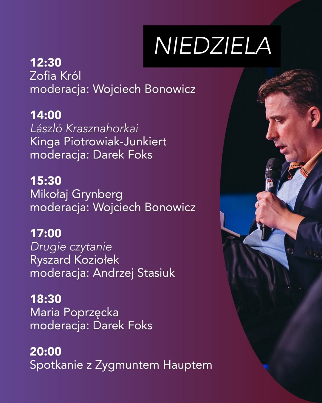 Program festiwalu na niedzielę.