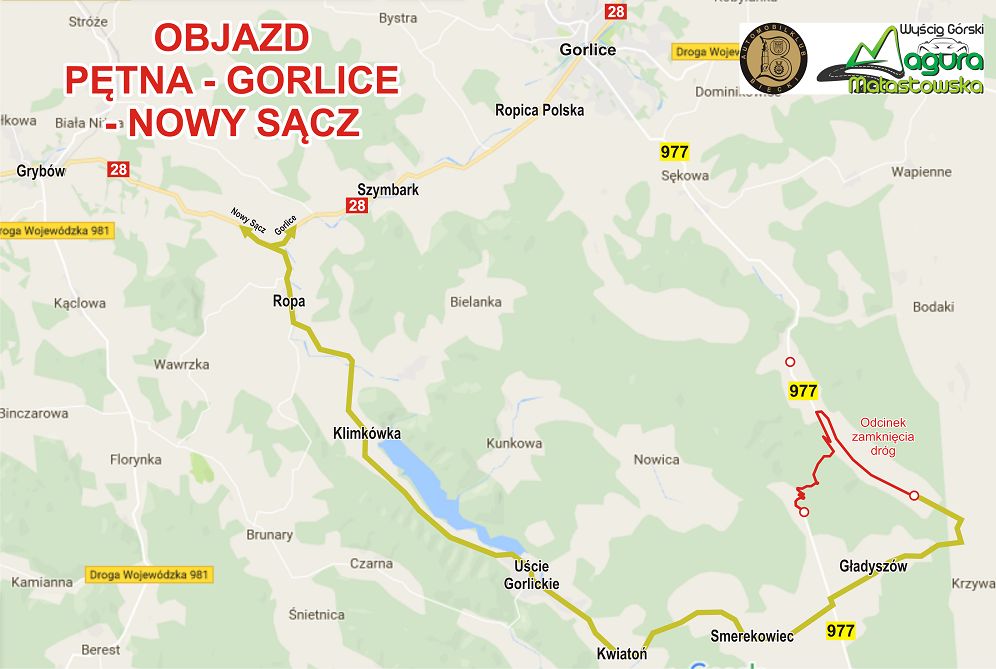 Mapa objazdu wyścigu.