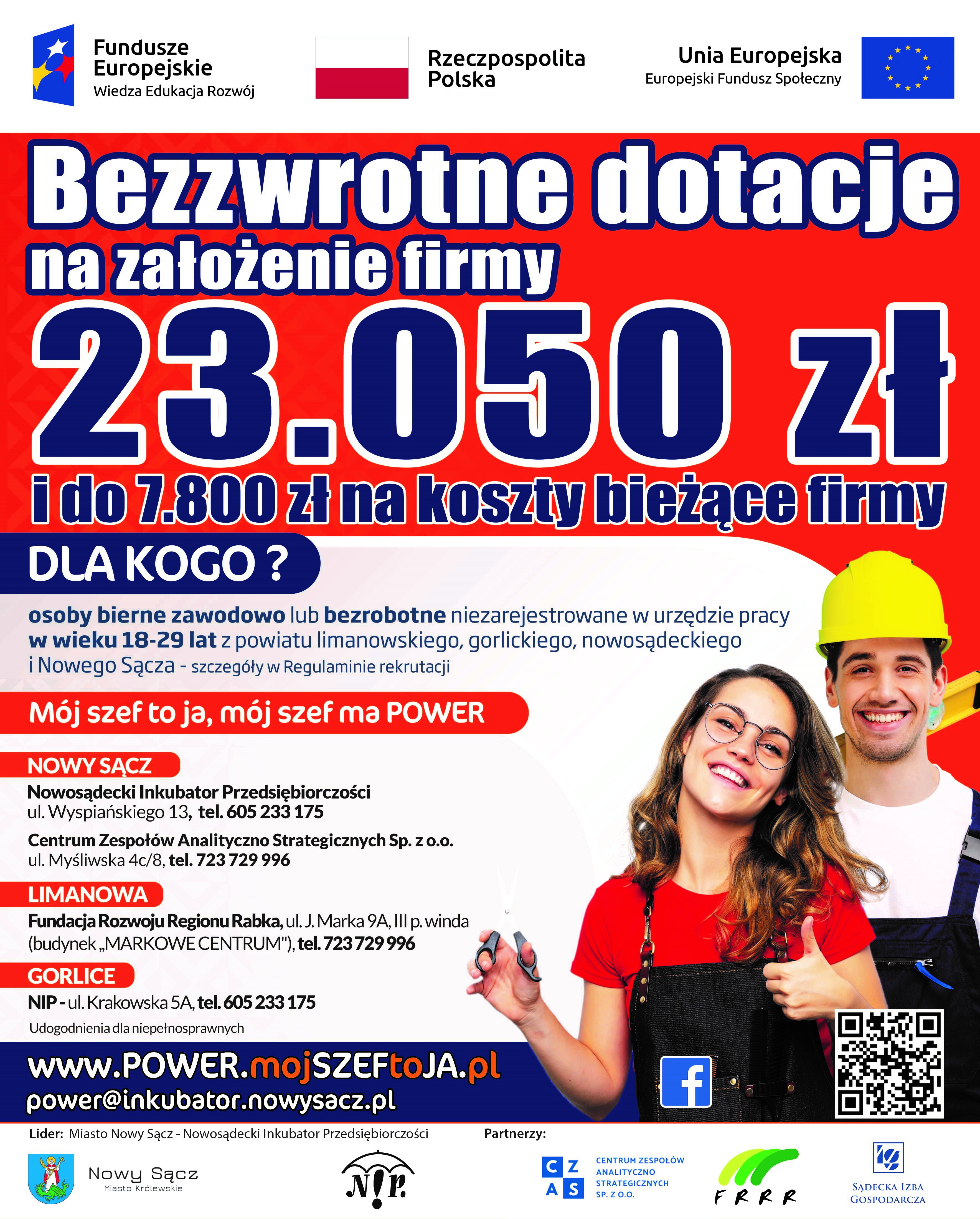 Plakat projektu "Mój szef to ja, mój szef nma POWER"