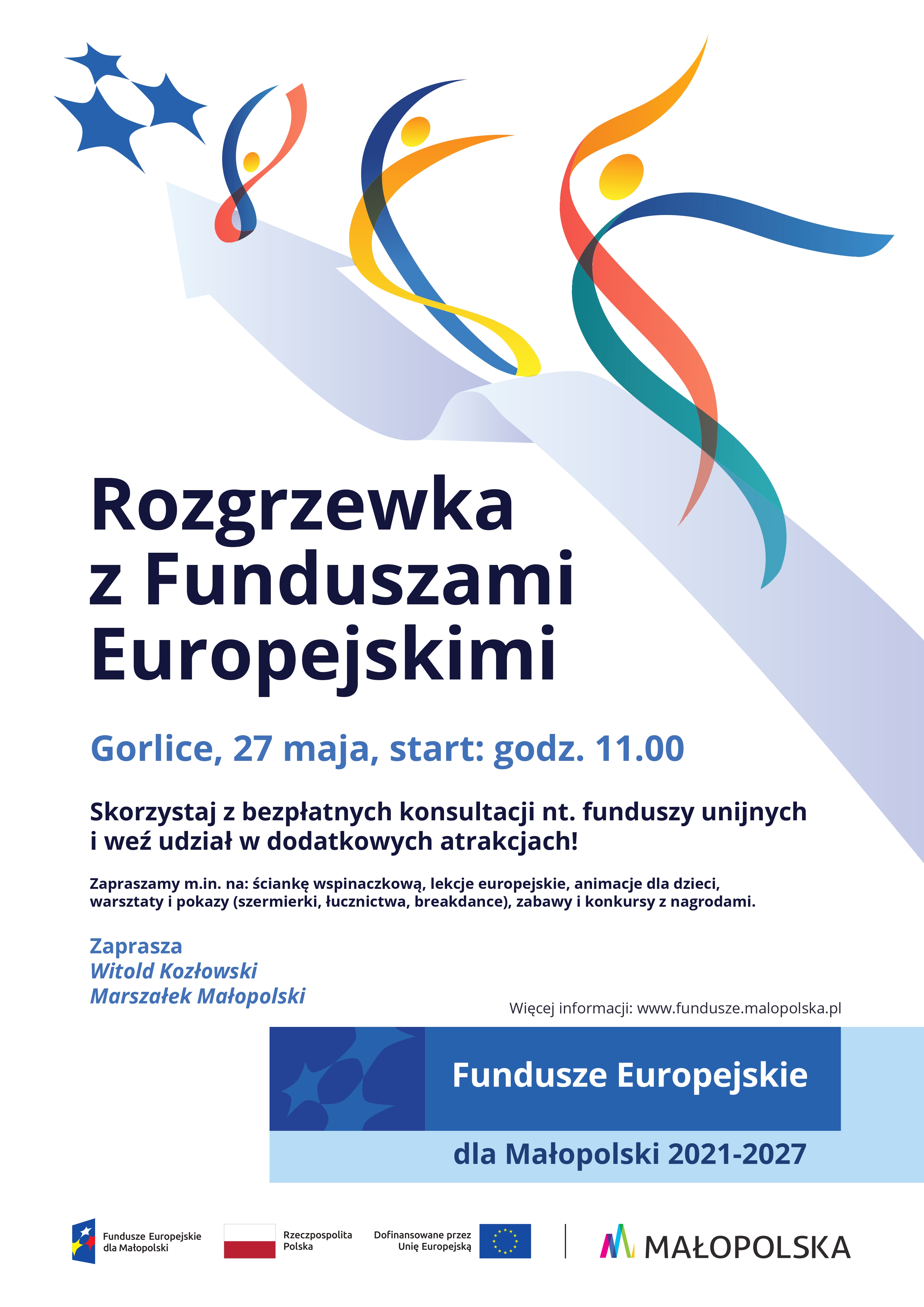 Plakat - Rozgrzewka z Funduszami Europejskimi w Gorlicach