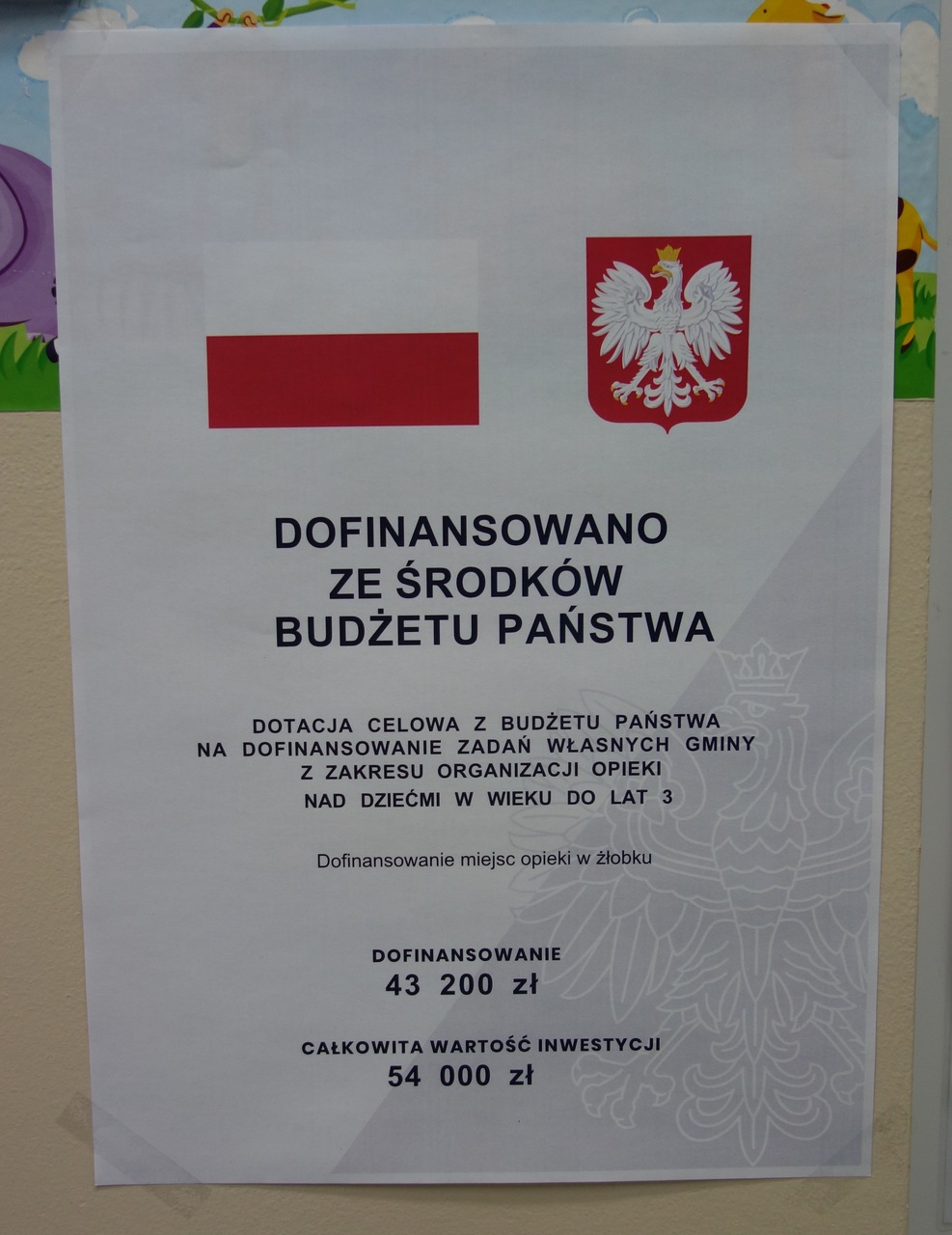 Plakat informacyjny o dofinansowaniu 