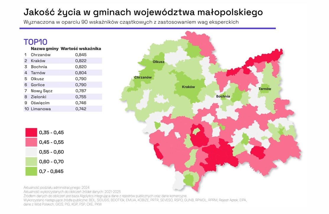 Mapa Małopolski wyniki rankingu epsperckiego,