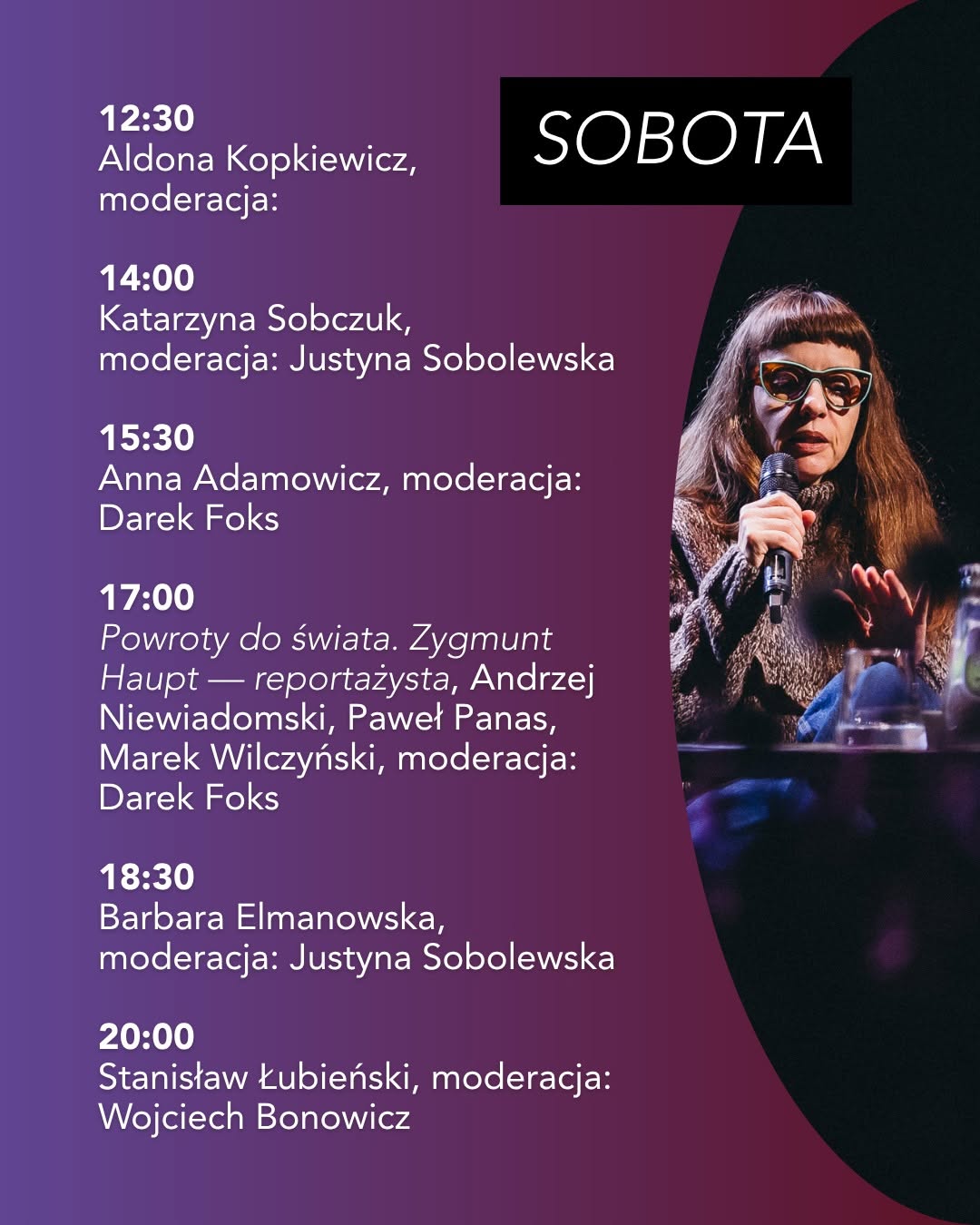 Program festiwalu na sobotę.
