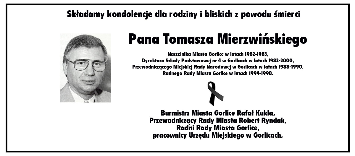 Nekrolog z czarno-białym zdjęciem.