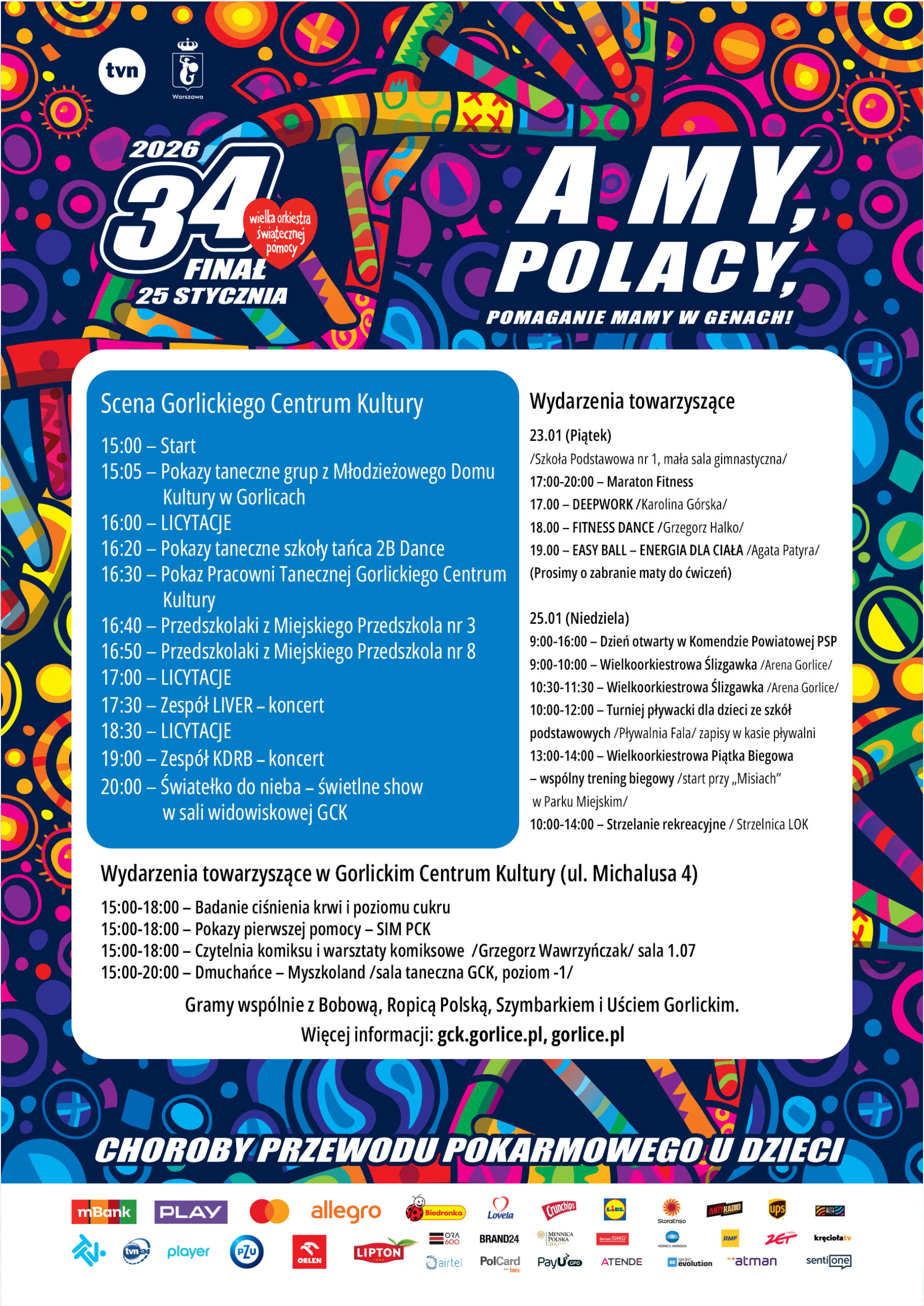 Plakat z programem WOŚP.