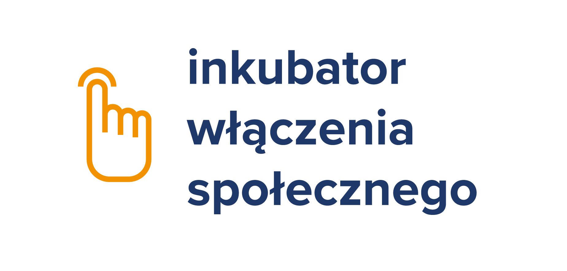 Niebieki napis: Inkubator włączenia społecznego na niebieskim tle.