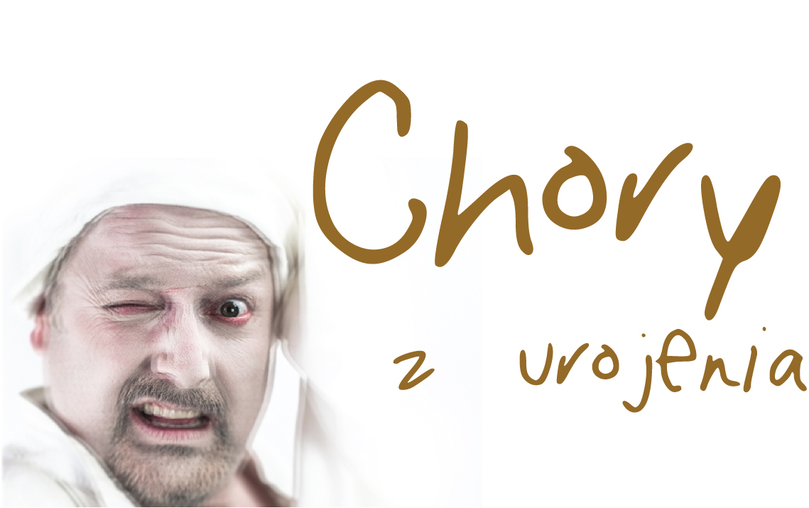 Niewyraźna twarz mężczyzny z napisem Chory z urojenia
