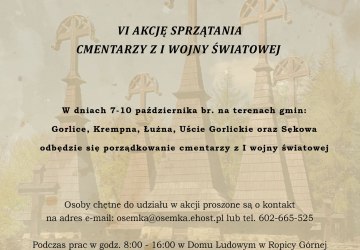 Plakat zapraszający na akcję z Cmentarzem Rotunda w tle.