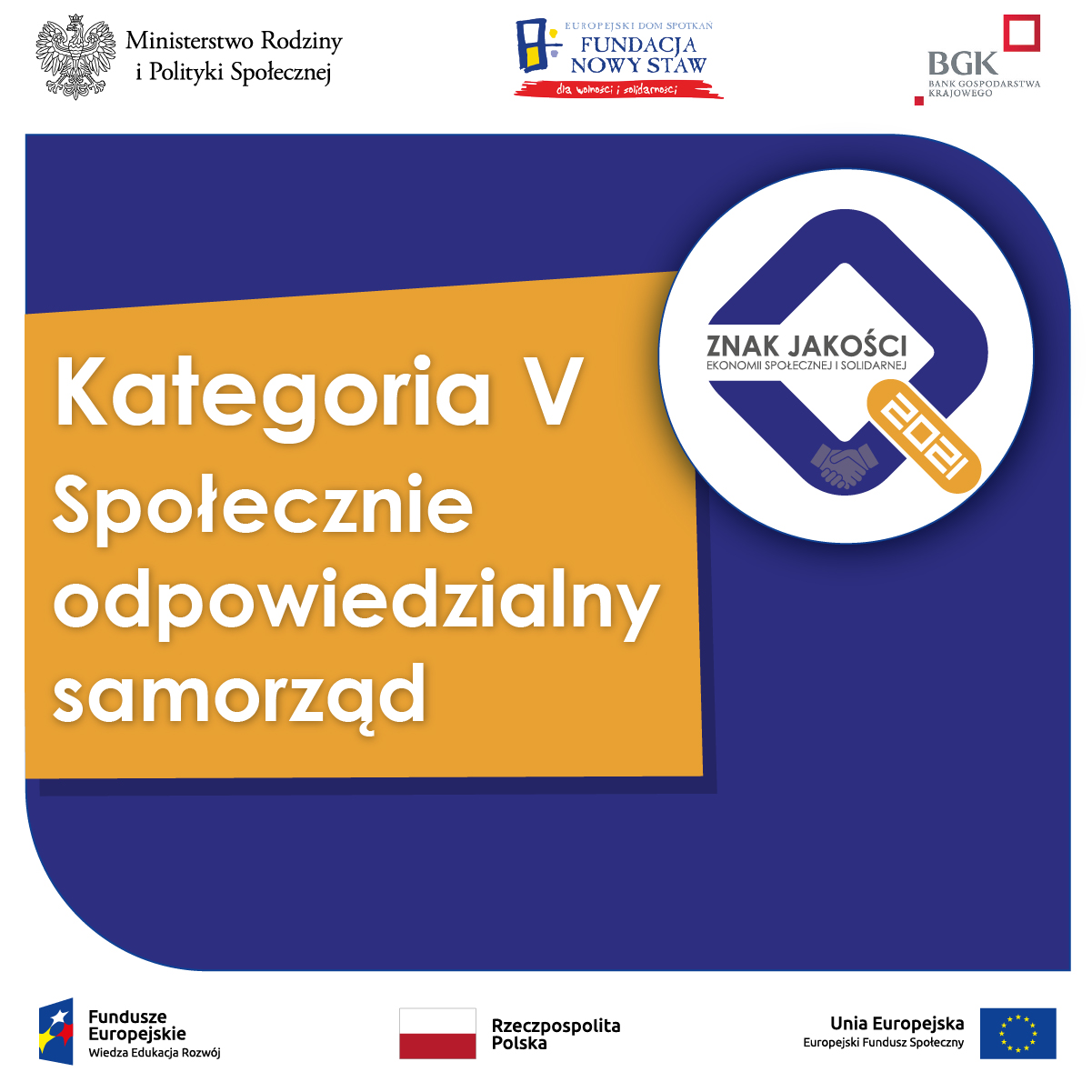 Baner z napisem Znak Jakości Ekonomii Społecznej i Solidarnej 2021