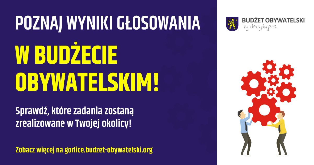 Baner z napsiem Poznaj wyniki głosowania w Budżecie Obywatelskim.