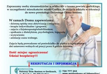 Ogłoszenie o rekrutacji do Dziennego Domu Seniora w Gorlicach
