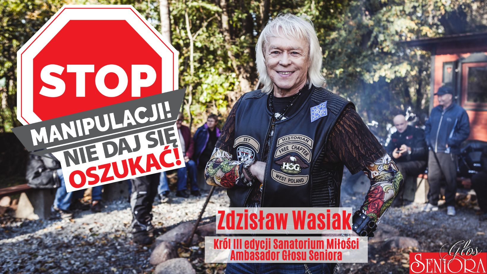 Zdzisław Wasiak i nazwa akacji na banerze.