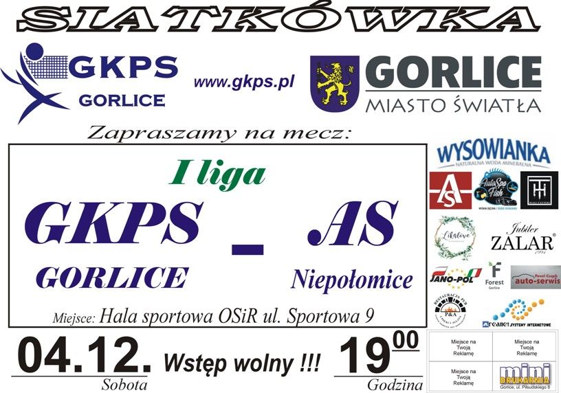 Plakat zapraszjący na mecz siatkarski.