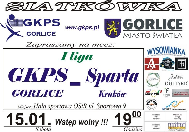 Plakat zapraszjący na mecz siatkarski.