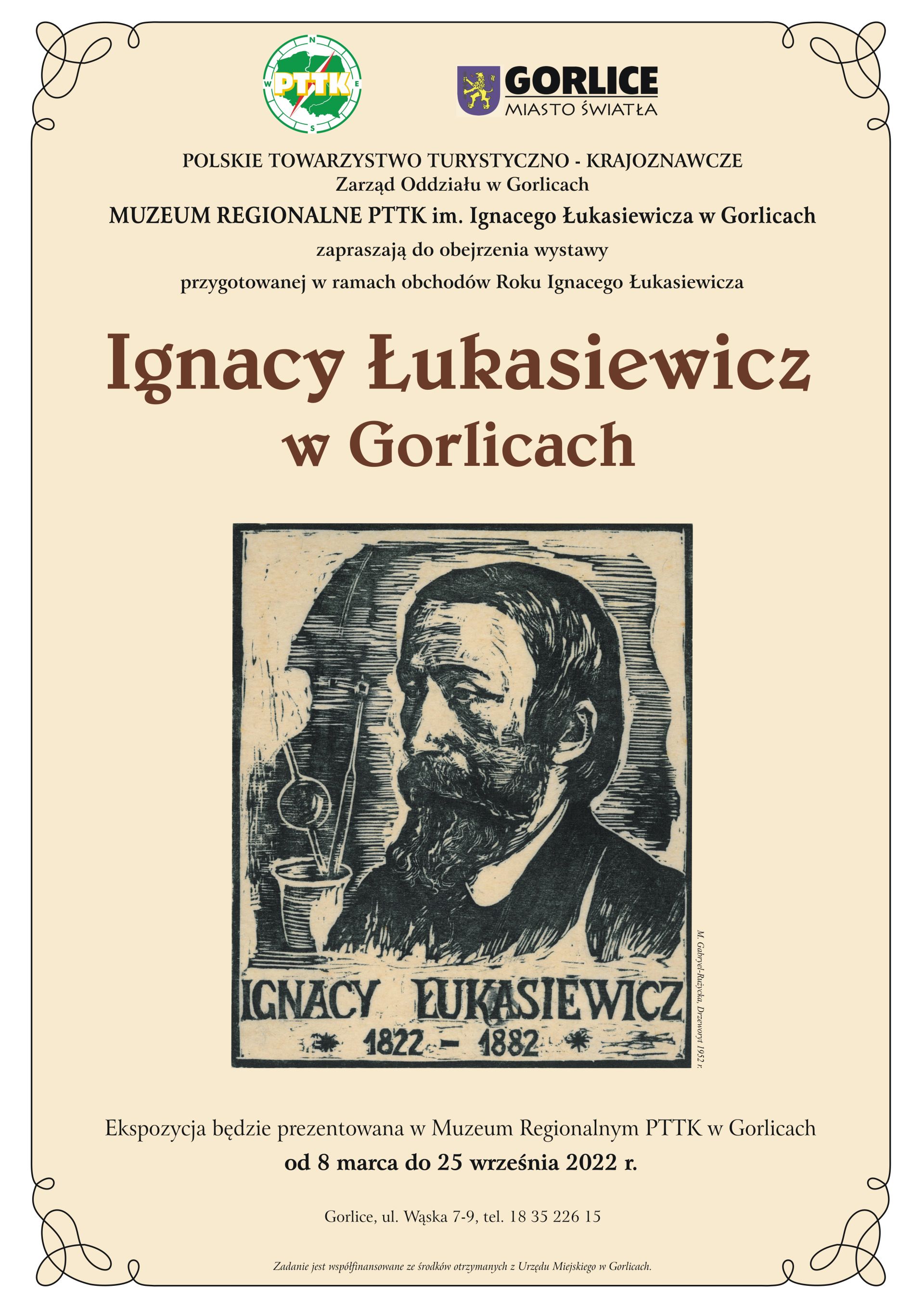 Plakat z podobizną Łukasiewicza.