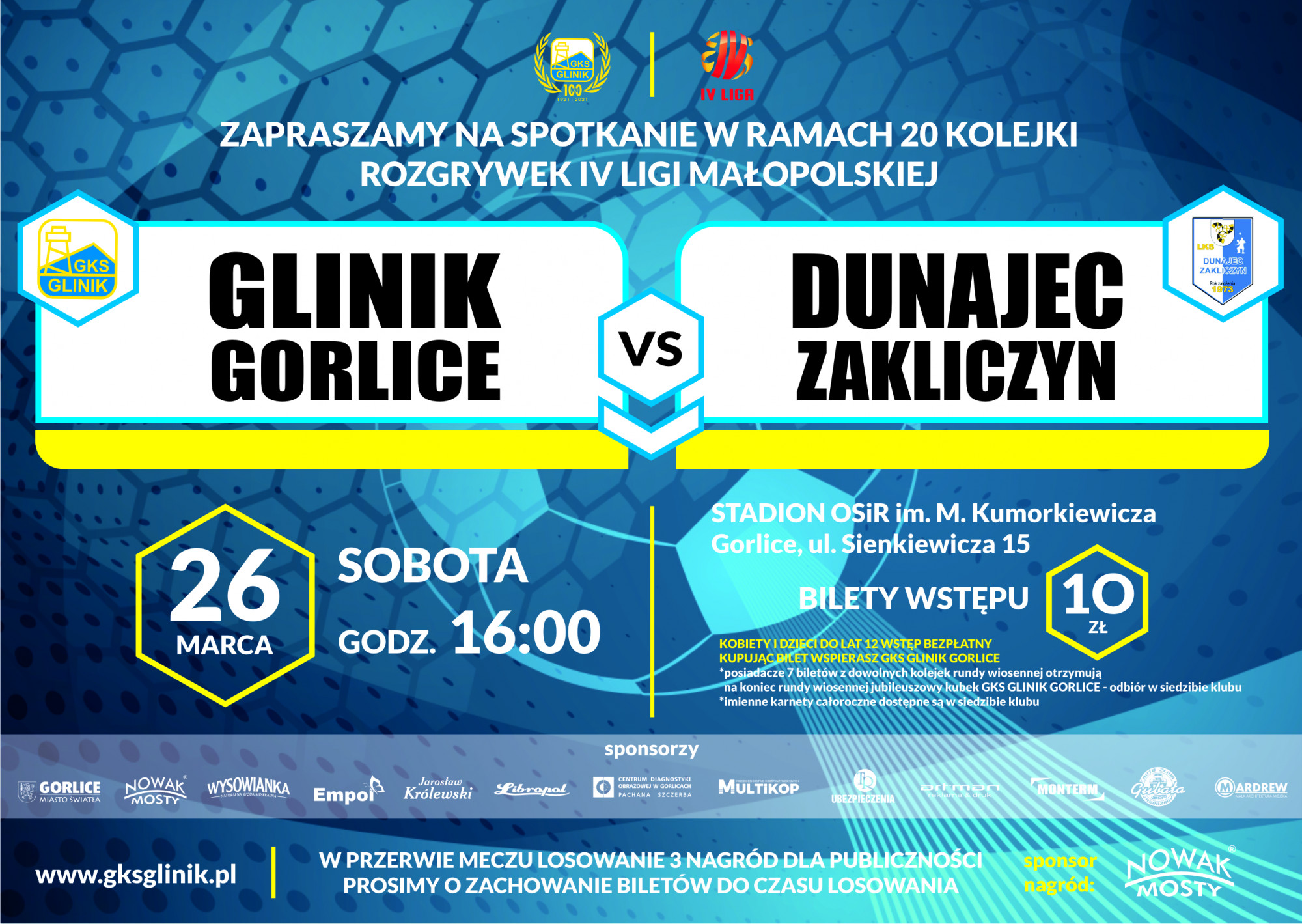Plakat zapraszający na mecz.