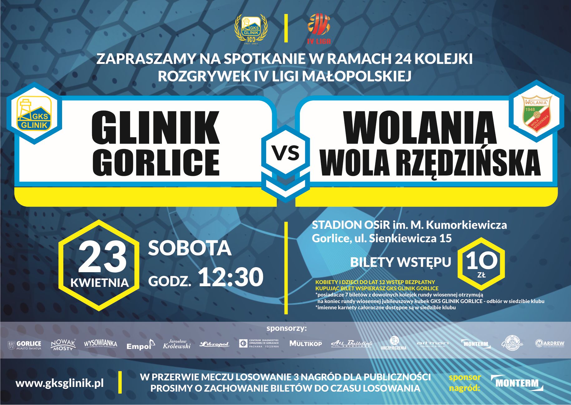 Plakat zapraszający na mecz.